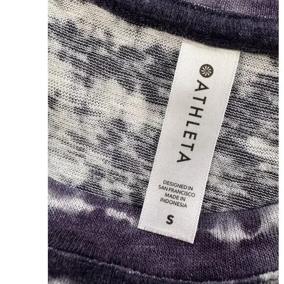 Athleta Small Gray Black Stripe Tie Dye Sleeveless Top Modal Polyester - Picture 3 of 7